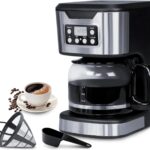 Programmable Coffee Maker 12 Cup Brew & Drip coffee machine, Fully Automatic, 1-4 Cup Setting, Stainless Steel, Keep- Warm Function, Household, Home and Office