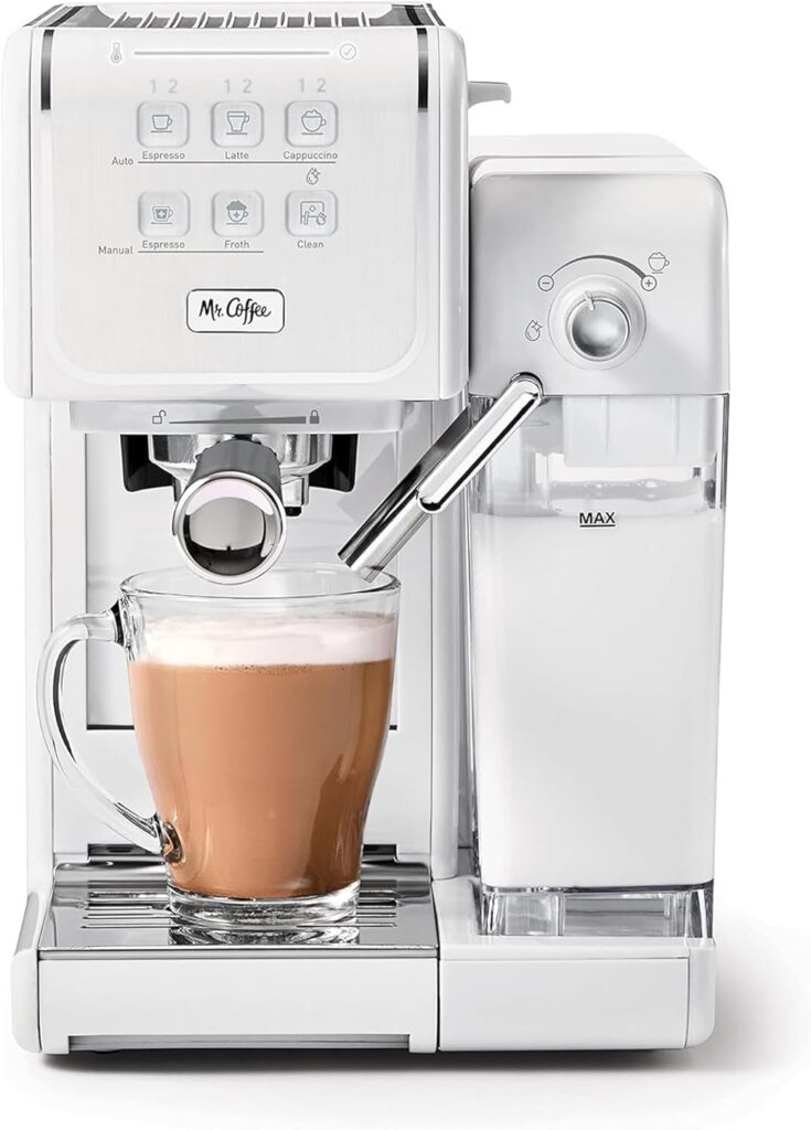 Mr. Coffee One-Touch CoffeeHouse – Espresso, Cappuccino, and Latte Maker, with Easy Serving Espresso (ESE) Pod compatibility – White