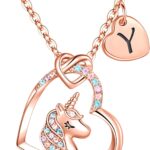 Hidepoo Stocking Stuffers for Teen Girls Kids – Colorful CZ Heart Pendant Initial Unicorn Necklaces for Girl Jewelry Birthday Gift Christmas Gifts for Grandkids Girls Kid