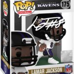 Lamar Jackson #175 Facsimile Signed Reprint Laser Autographed Funko POP! Football Baltimore Ravens Figurine with Protector Case