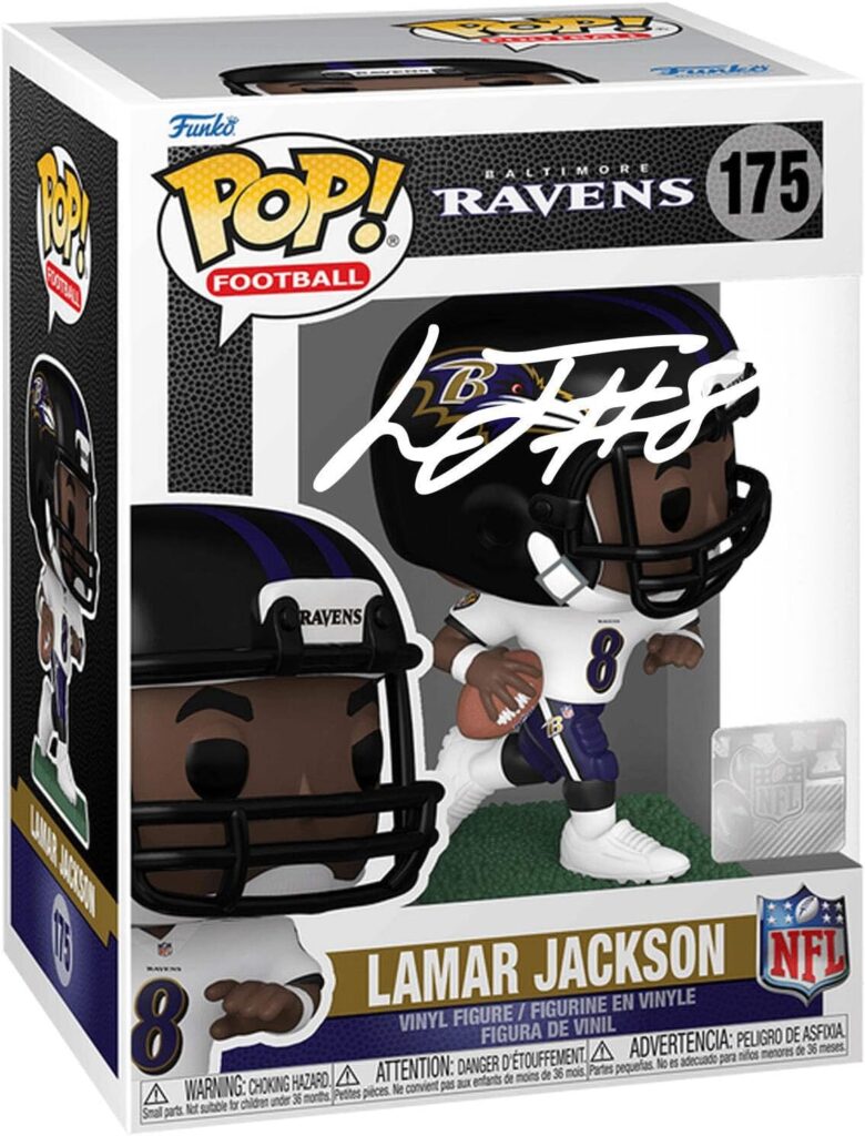 Lamar Jackson #175 Facsimile Signed Reprint Laser Autographed Funko POP! Football Baltimore Ravens Figurine with Protector Case