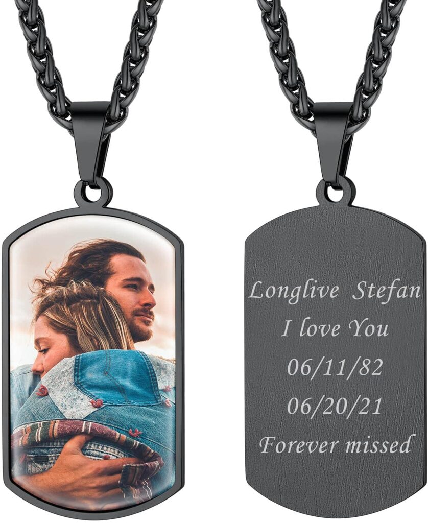 FindChic Creative Photo Necklace Personalized for Men Women Dog Tag/Square/Round/Angel Wing/Cat/Oval Shaped Stainless Steel/18K Gold Plated Picture Pendant Custom Text Memorial Jewelry, with Gift Box