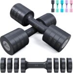 Sportneer Adjustable Dumbbells Hand Weights Set: 5 lb Dumbbell Set of 2 Each 2lb 3lb 4lb 5lb Free Weights Fast Adjust Weight 4 In 1 Weights Dumbbells Set for Women Men Home Gym Exercise Training