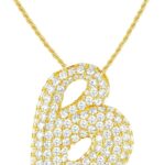 Bubble Letter Necklace, 18K Gold Plated Balloon Initial Pendant Twist Rope Chain Necklace Dainty Puffy Name Personalized Zirconia Jewelry Gift for Women