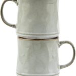 KooK Glazed Coffee Mugs, Ceramic, Microwave & Dishwasher Safe, 13 oz, Java/Slate Circled, Set of 2