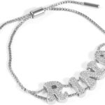 Custom Name Bracelets for women Personalized Bubble Letter Bracelet 18K Gold Plated, for Wedding Bridesmaid Gifts Adjustable Charms Keepsake Jewelry Gift