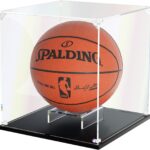 Basketball Display Case, Clear Acrylic Display Box for Full Size Basketball, Stand for Autographed Ball Showcasing, Watch The Video to Assemble (10.6×10.6×11.8 inch, 27x27x30 cm)