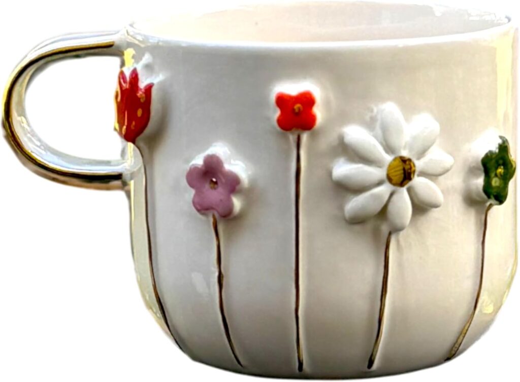 Handmade Ceramic Mug 12 oz Pottery Coffee Tea Cup 24K Gold Plated Handcrafted Office and Home,Birthday Valentines and Mothers Day