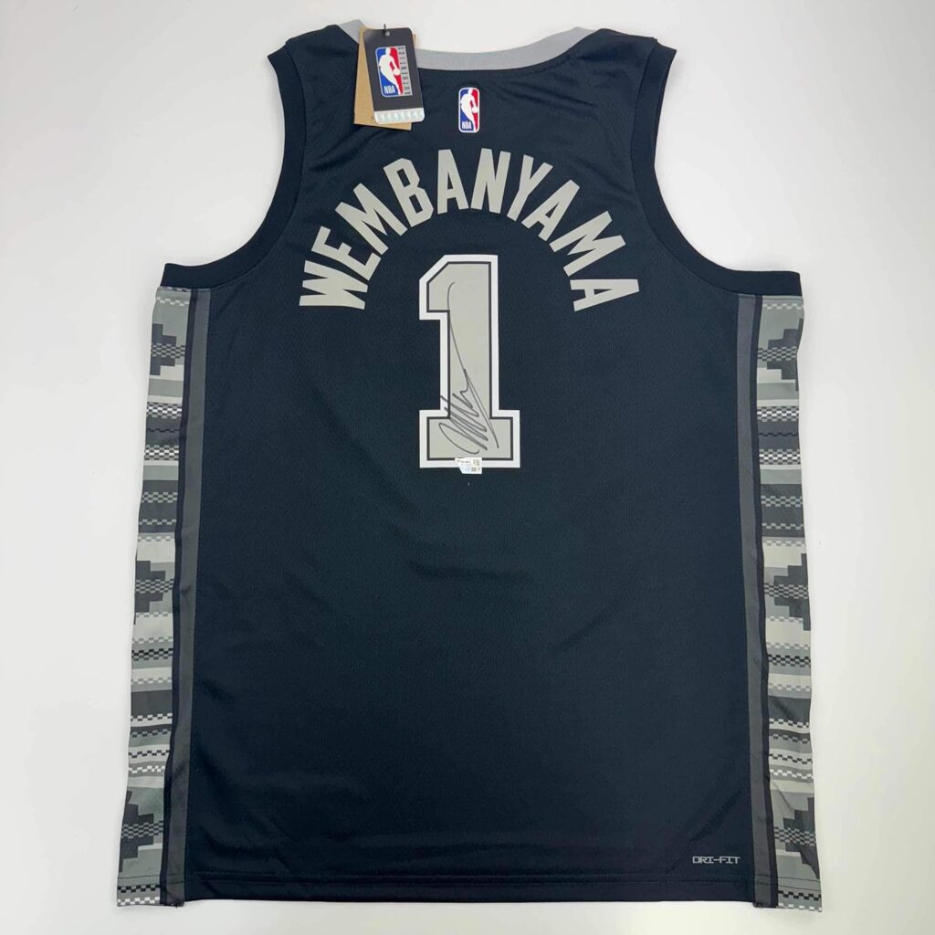 Autographed/Signed Victor Wembanyama San Antonio Spurs Black Authentic Swingman Statement Edition Basketball Jersey Fanatics COA