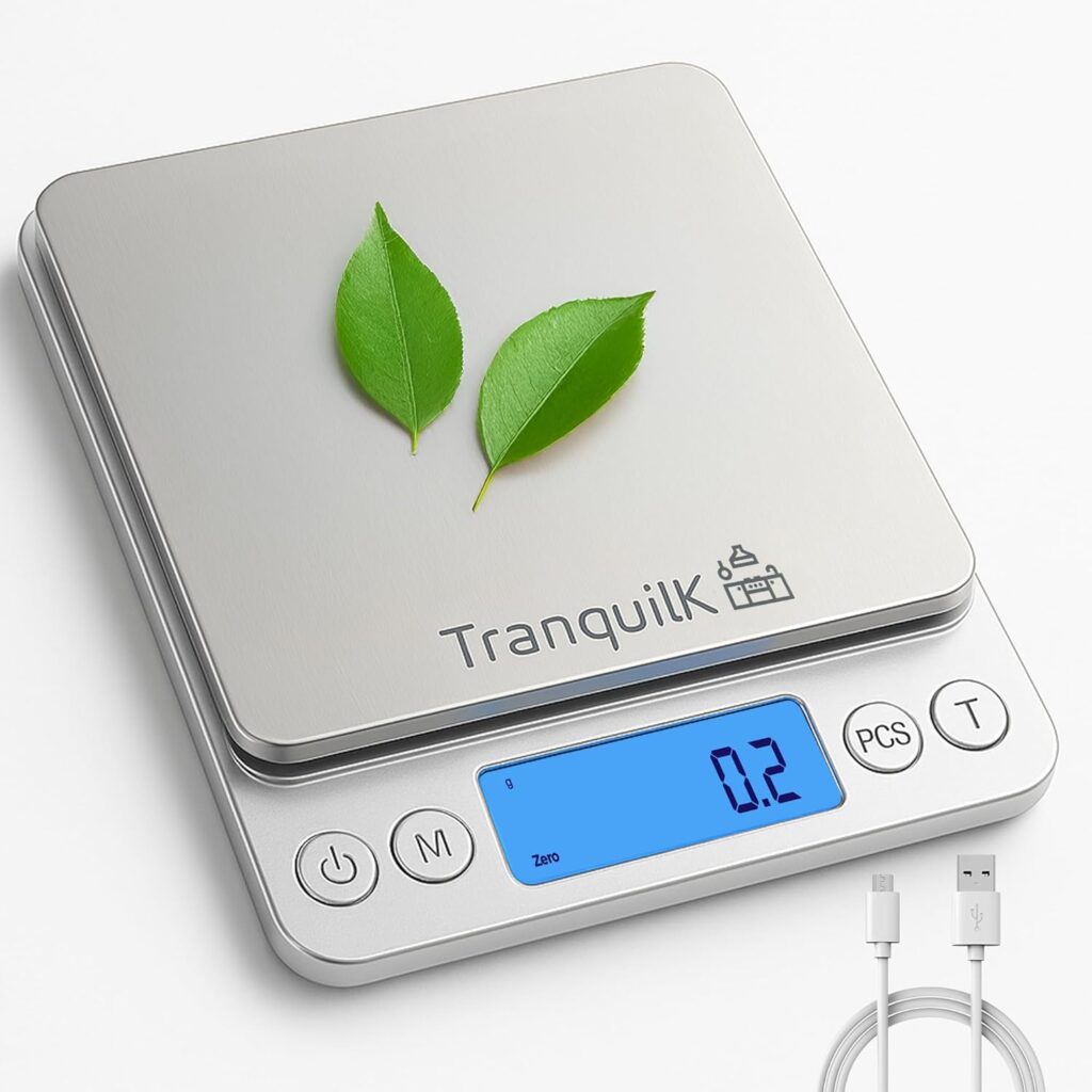 Rechargeable Digital Food Scale for Kitchen with Gram and Ounce Smart Kitchen Scale for Food Products, Baking, Sourdough Bread Making, Cooking, Weight Loss, Jewelry & Packages (0.1g/5kg)