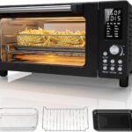 Nuwave Bravo Pro Convection Air Fryer Toaster Oven Combo, 2025 New and Improved, 10-in-1, 50°-450°F Temp Controls, Quick & Even Crisp Technology, 21Qt Capacity, Black, PFAS Free