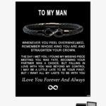 ziella To My Man,Personalized Dual Name Infinity Leather Bracelet,Custom Name Stainless Steel Bracelet Valentine Birthday Christmas Gifts for Him