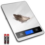 Digital Kitchen Scale – Precision Food Scale for Cooking & Baking (1g/0.05oz Accuracy) – Waterproof Stainless Steel with LCD Display, Batteries Included – Weight in Grams & oz (Ash Silver)