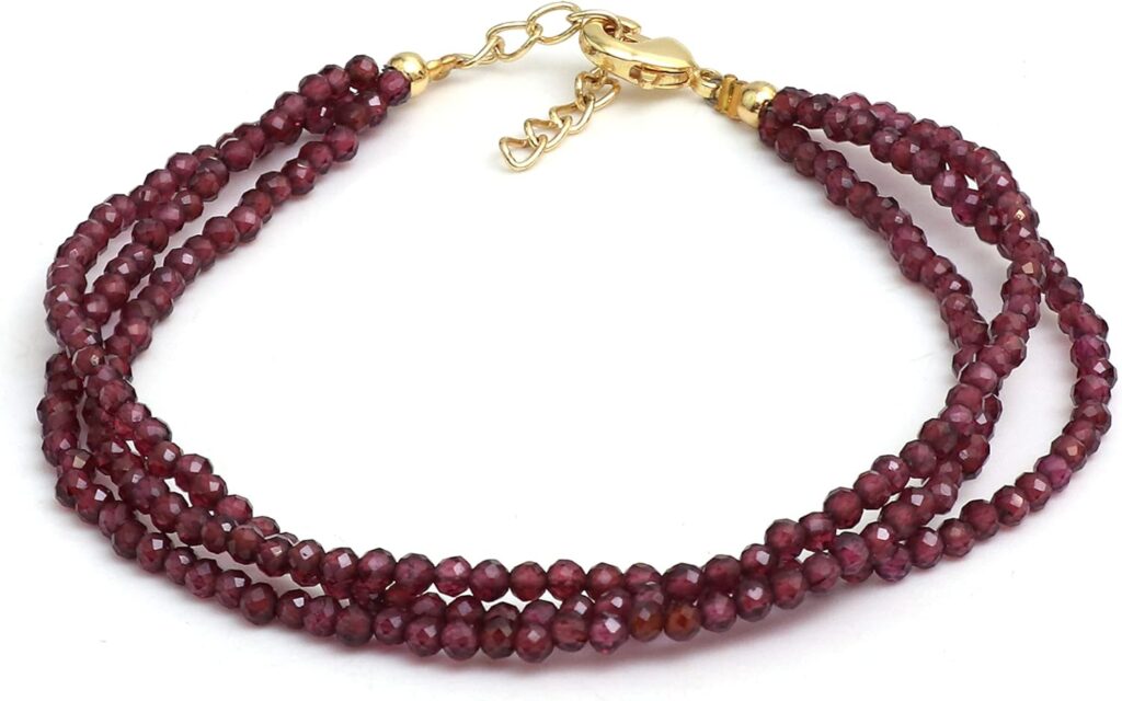 Gempires Natural Multi Strand Beaded Bracelets Lightweight Handmade Gemstone Jewelry Hypoallergenic 8 Inch Gold Plated Stylish Everyday Wear Jewelry