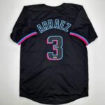 Facsimile Autographed Luis Arraez Miami Black Reprint Laser Auto Baseball Jersey Size Men’s XL