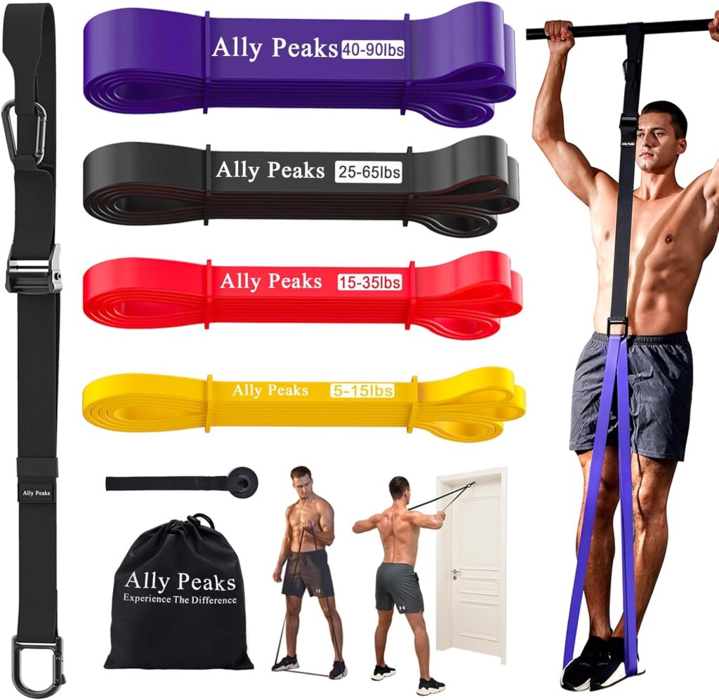 Ally Peaks Pull Up Assistance Bands,Heavy Duty Resistance Band for Pull Up Bar,Adjustable Weight/Size with Fabric Feet/Knee Rest Pull up bands,Up to 410lbs Assistance,resistance bands and assist bands