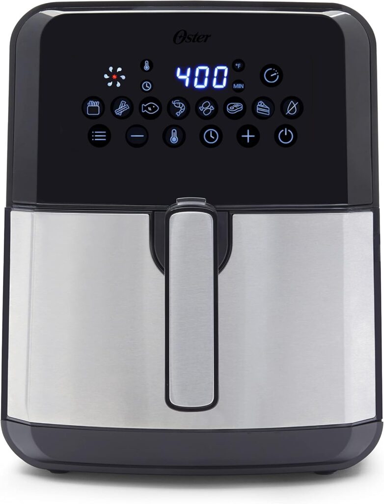 Oster DiamondForce Nonstick XL 5 Quart Digital Air Fryer, 8 Functions with Digital Touchscreen