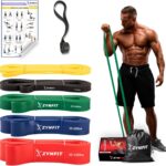 100% Natural Latex Resistance Bands Set with Door Anchor, 5-Level Pull Up Bands for Working Out, Strength Training & Physical Therapy, Workout Bands for Home Gym – Get Free A.I. Workout Plan