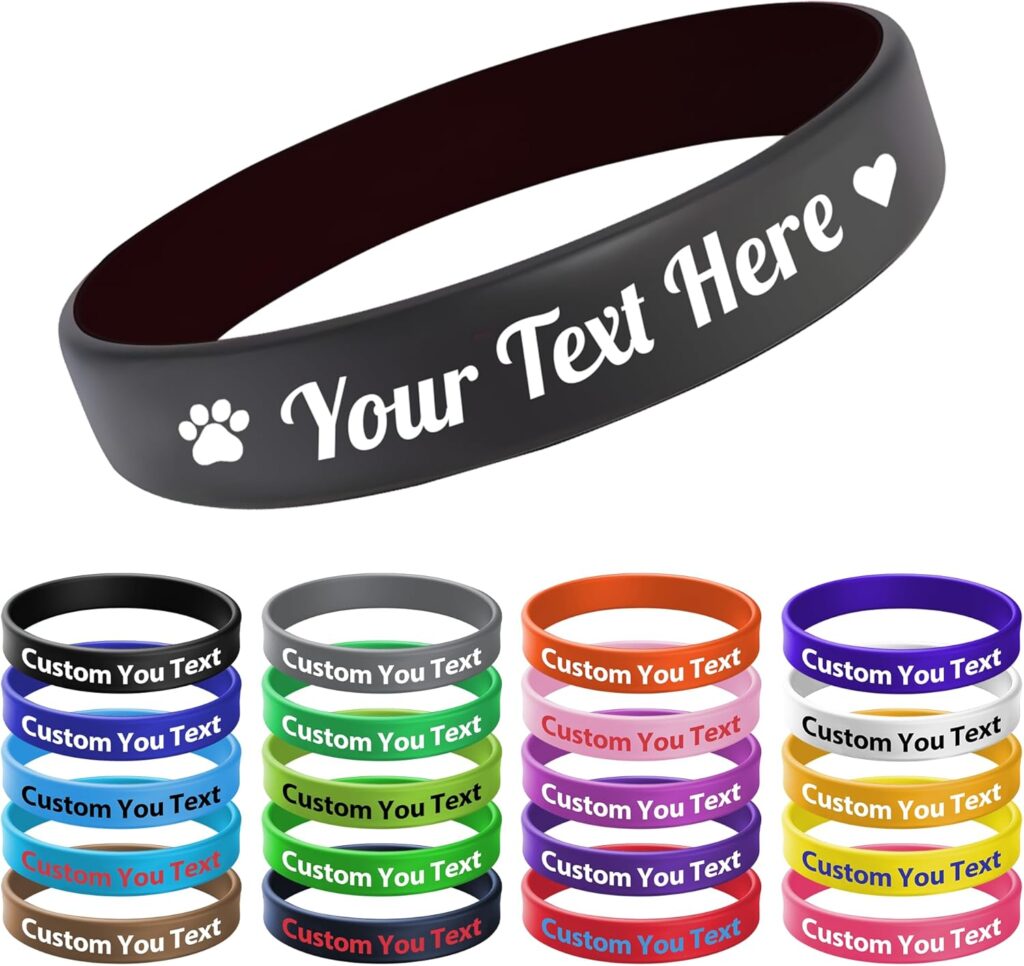 5-5000 Pcs Custom Rubber Bracelets Bulk,Personalized Silicone Wristbands Customized Text/Logo/Clipart for Events,Motivation,Fundraisers,Support,Gifts,Awareness