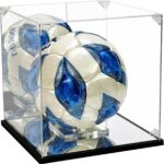 Soccer Ball Display Case – Premium Acrylic Clear Soccer Show Case – Mirror Back & Base, Easy Assembly, Removable Stand.FIts Basketball and Volleyball (10.5″ L x 10.5″ W x 10.8″ H)