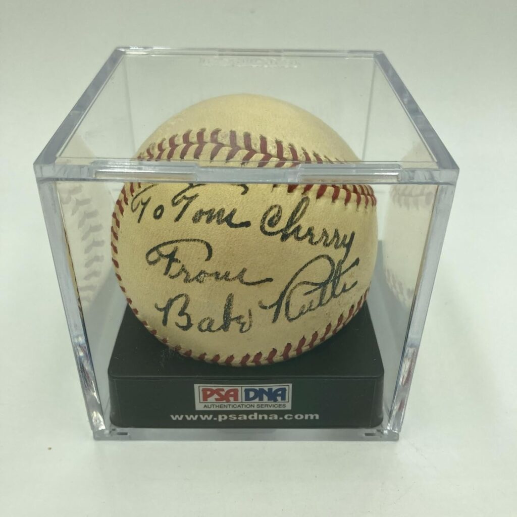 Stunning Babe Ruth Single Signed American League Baseball Bold Signature PSA DNA – Autographed Baseballs