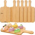 6 Pcs Bamboo Cutting Board Set Plain Wood Chopping Board with Handle Kitchen Charcuterie Boards Bulk Engraving Serving Tray for DIY Laser Engraving Wedding Housewarming Gift (15 x 7 Inch)