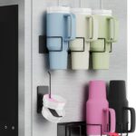 Magnetic Stanley Cup Holder for Refrigerator, Water Bottle Organizer for Stanley 40 oz with Tumbler Lid Organizer, Kitchen Pantry Organizers and Storage for Stanley Cup Accessories