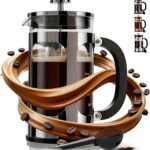 BAYKA French Press Coffee Maker, Large 304 Stainless Steel Coffee Press, Cold Brew Heat Resistant Thickened Borosilicate Coffee Pot for Camping Travel Gifts, 34 Ounce, Dark Pewter