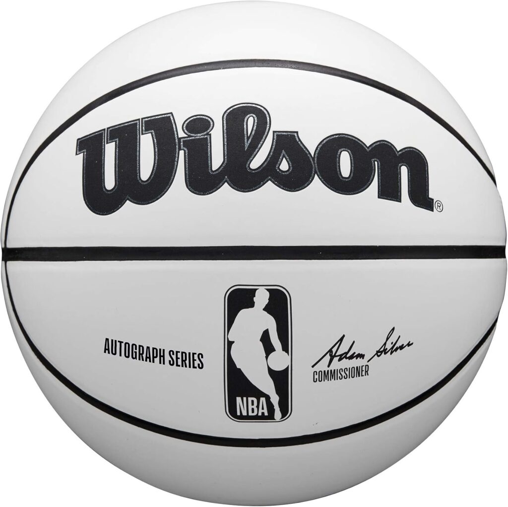 WILSON NBA Autograph Basketball – White/Brown, Size 7-29.5″