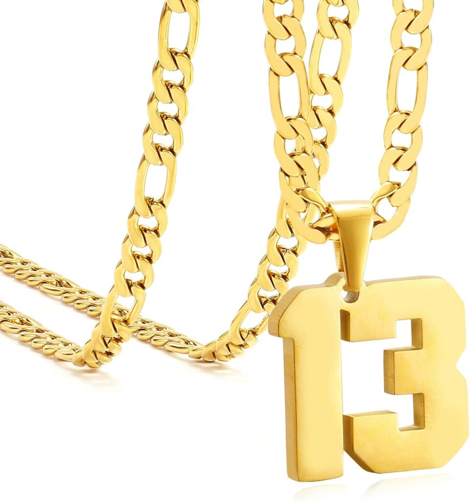 Personalized Jersey Number Necklaces for Mens,Athletes Stainless Steel Sport Number Pendant Chain for Mens Baseball/Basketball/Football Team Inspiration Jewelry with Gifts