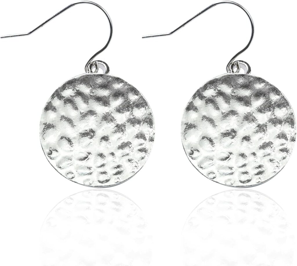 Hypoallergenic Handmade Earrings, 18mm Disc Dangle Earrings, Circle Earrings for Women, Drop Earrings Fashion Trendy