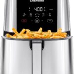Chefman TurboFry Touch Air Fryer, Large 5-Quart Family Size, One Touch Digital Control Presets, French Fries, Chicken, Meat, Fish, Nonstick Dishwasher-Safe Parts, Automatic Shutoff, Stainless Steel