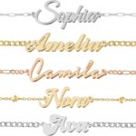 Personalized Name Bracelet | Stainless Steel/Sterling Silver | 14 Font Styles | Gift Box Included- Non-Tarnish, Hypoallergenic – Gift for Birthdays, Christmas, Mother’s Day – Suitable for Women, Girls, Men