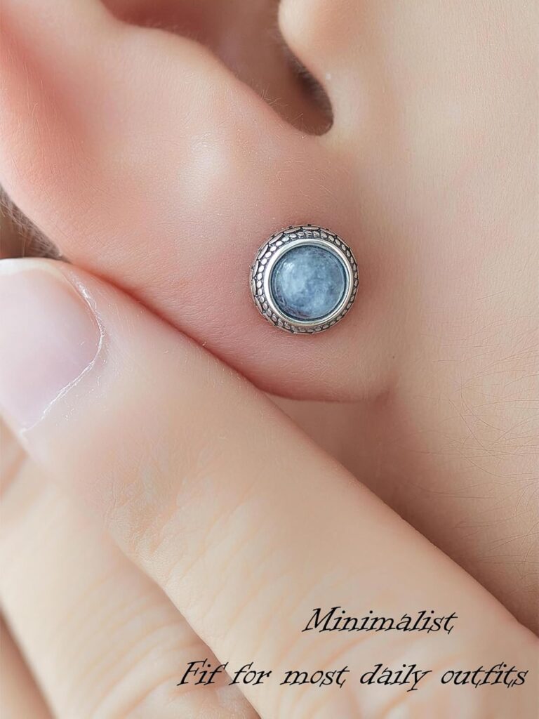 Real Crystal Birthstone Sterling Silver Stud Earrings Jewelry for Women Fashion Trendy Western 925 Antiqued Boho Handmade Best Gift for Her keenove