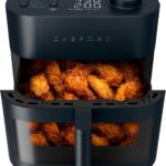 Chefman Crispinator Air Fryer 6-in-1 with 8 Qt capacity, 450°F Max Temp with TurboFry Pro Technology for Fast and Even Results, Viewing Window, Nonstick Ceramic Basket, 10-Pc Liner Starter Pack
