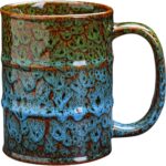 Ceramic 20 oz Coffee Mugs – Large Tea Cup for Office and Home – Dishwasher and Microwave Safe (1, Green and Blue)