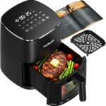 Fullwill Air Fryer with Viewing Window 6QT,5-in-1 Multi-Function(Air Fry,Roast,Bake,Reheat,Dehydrate) plus 7 One-Touch Presets for Wings,Fries,Steak and More,85% Less Oil Cooking for Families