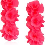 3 Layers Fabric Flower Earrings Elegant Handmade Bohemian Style Jewelry for Women Soft Fabric Floral Earrings
