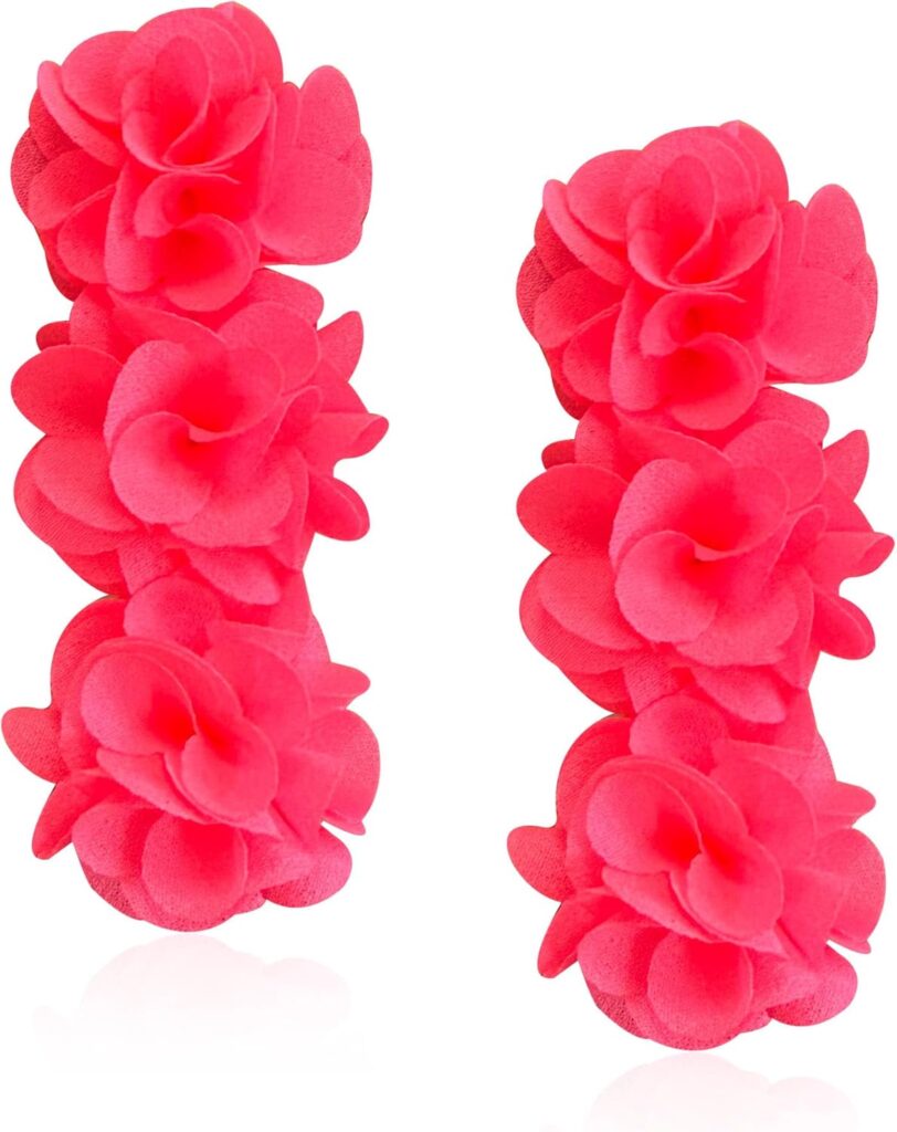 3 Layers Fabric Flower Earrings Elegant Handmade Bohemian Style Jewelry for Women Soft Fabric Floral Earrings