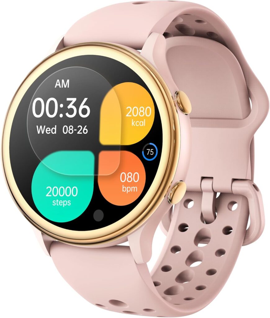 KEEPONFIT Smart Watches for Women, Fitness Tracker with Heart Rate & SpO2 Monitor, IP67 Waterproof Activity Tracker for Men & Women, Smart Watch for Android Phones and iPhone Compatible (Pink)