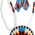 Handmade Southwestern Native American Inspired Beaded Medallion Necklace Earrings Set