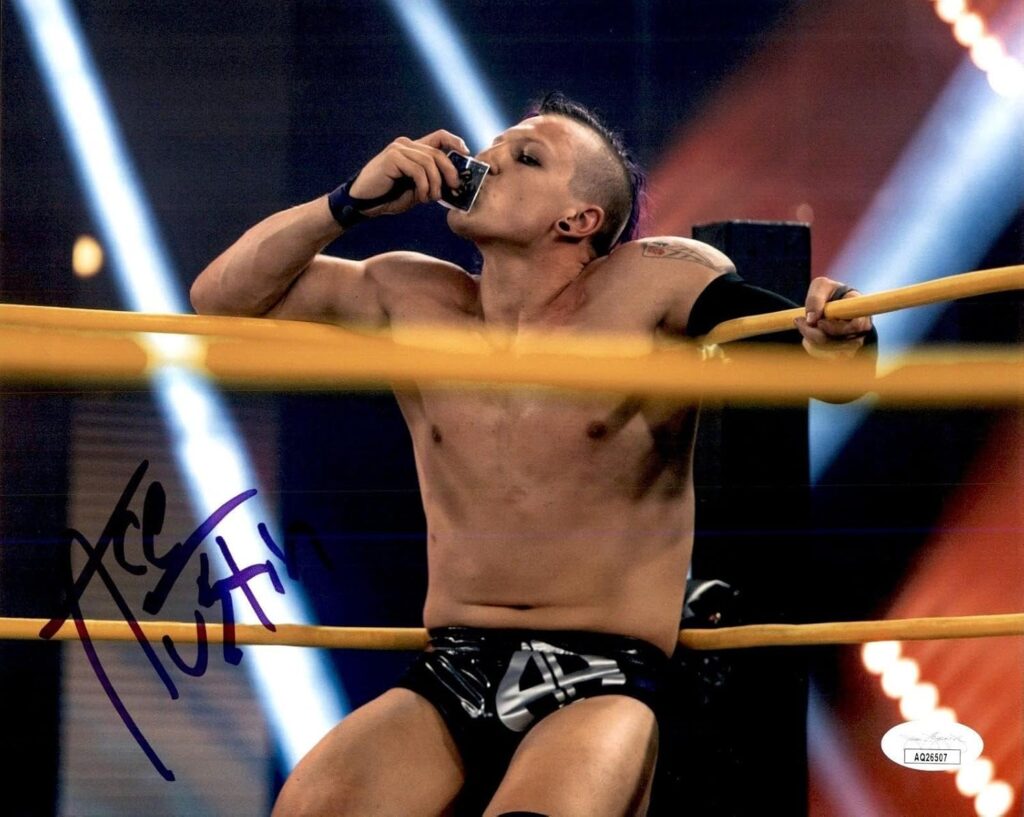 Ace Austin Signed Impact Kissing Ace Of Spades Playing Card 8×10 Photo JSA COA – Autographed Soccer Photos