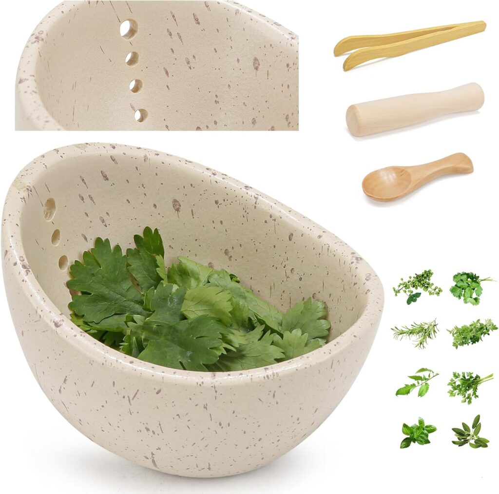 Pottery Herb Stripper Bowl, Handmade Ceramic Herb Peeling Bowl,2025 New Handmade Ceramic Herb Stripper Bowl, for Separating Leaves and Stems (A-Style, 1 pc)