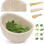 Pottery Herb Stripper Bowl, Handmade Ceramic Herb Peeling Bowl,2025 New Handmade Ceramic Herb Stripper Bowl, for Separating Leaves and Stems (A-Style, 1 pc)
