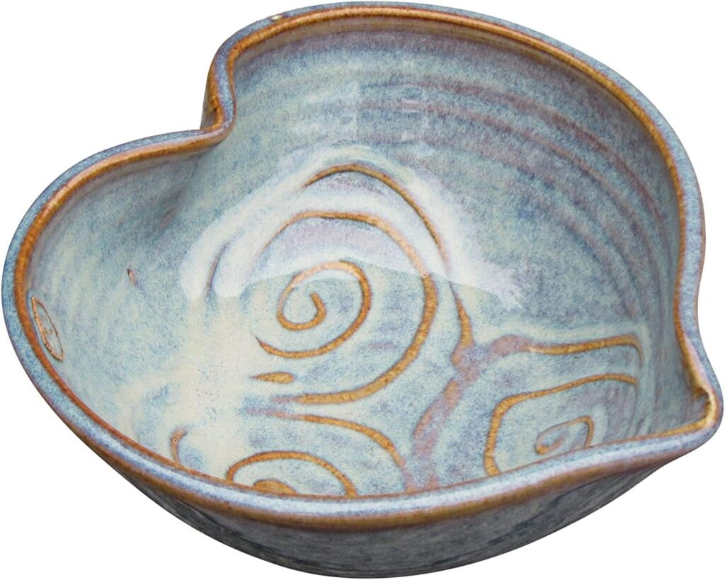 Castle Arch Pottery Irish Pottery Bowl Hand-Glazed, Heart Shaped Design 6″ Diameter by 2″ Height with Celtic Spiral Motif – Handcrafted In Ireland – Lead & Cadmium Free, Irish Gifts For Men & Women