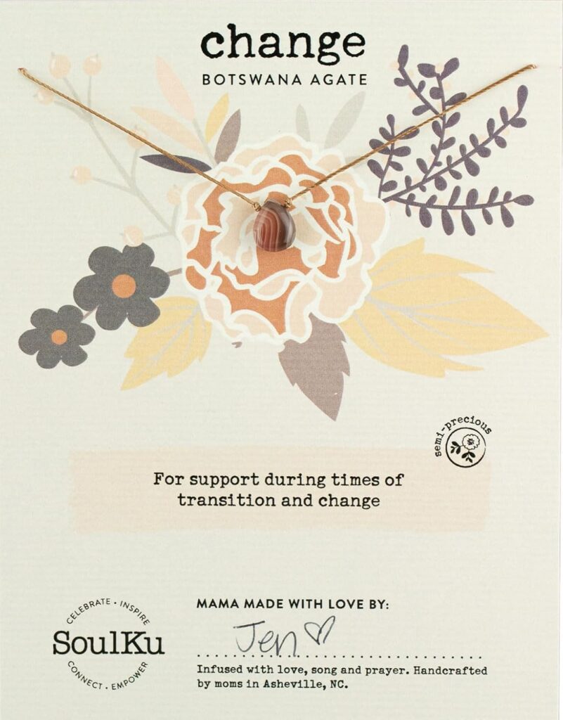 SoulKu Handcrafted Necklace, Empowerment Jewelry With Healing Crystal, Inspirational Jewelry For Women, Mom & Sister Gifts, 2″ Extender With Lobster Clasp, 16″ Nylon Cord