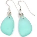Popular Sea Foam Green Sea Glass Earrings with Charming Handmade Silver Knot on Sterling Silver Hooks by Aimee Tresor Jewelry