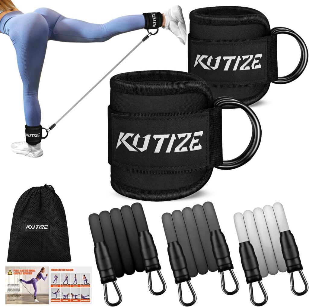 Ankle Resistance Bands with Cuffs for Women & Men – 3-Level Adjustable Leg & Glute Workout Equipment, Portable Home Gym Exercise Bands for Kickbacks, Hip Thrusts, Yoga, Strength Training