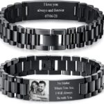 Personalized Picture Bracelet for Men – Free Engraved Customized Photo Bracelets,Hypoallergenic Stainless Steel Adjustable Wristband,Custom Engraving Photo/Text/Name Bracelet Jewelry Gift for Him
