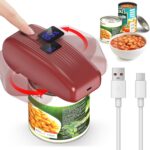 HuiJuKeJi Countertop Electric Can Opener, Rechargeable Automatic Can Opener LED Display Fit Almost Sizes, One-Touch Can Opener Electric Kitchen Gadget for Seniors Smooth Edge, Food Safety Camping